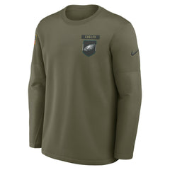 Philadelphia Eagles 2025 Salute to Service Sideline Coaches Therma-FIT Long Sleeve Shirt Olive - Nike
