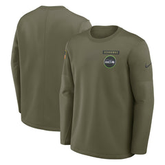 Seattle Seahawks 2025 Salute to Service Sideline Coaches Therma-FIT Long Sleeve Shirt Olive - Nike