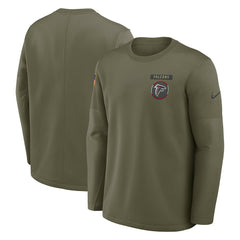 Atlanta Falcons 2025 Salute to Service Sideline Coaches Therma-FIT Long Sleeve Shirt Olive - Nike