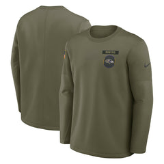 Baltimore Ravens 2025 Salute to Service Sideline Coaches Therma-FIT Long Sleeve Shirt Olive - Nike