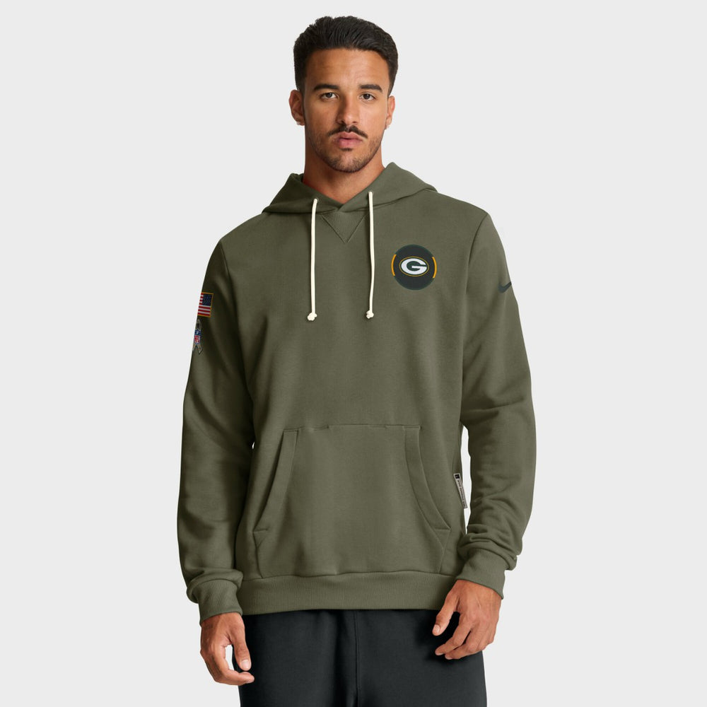 Green Bay Packers Big & Tall 2025 Salute to Service Sideline Dominant Force Dri-FIT Hoodie Olive - Nike