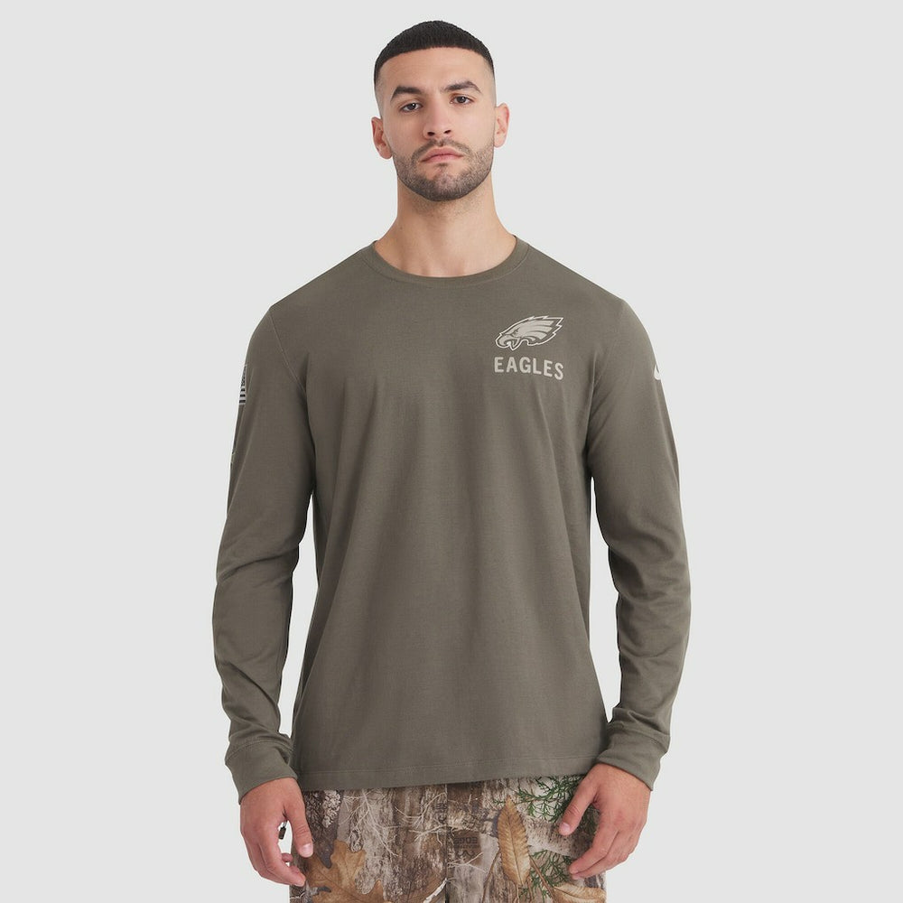 Philadelphia Eagles 2025 Salute to Service Sideline Long Sleeve T-Shirt Olive - Nike