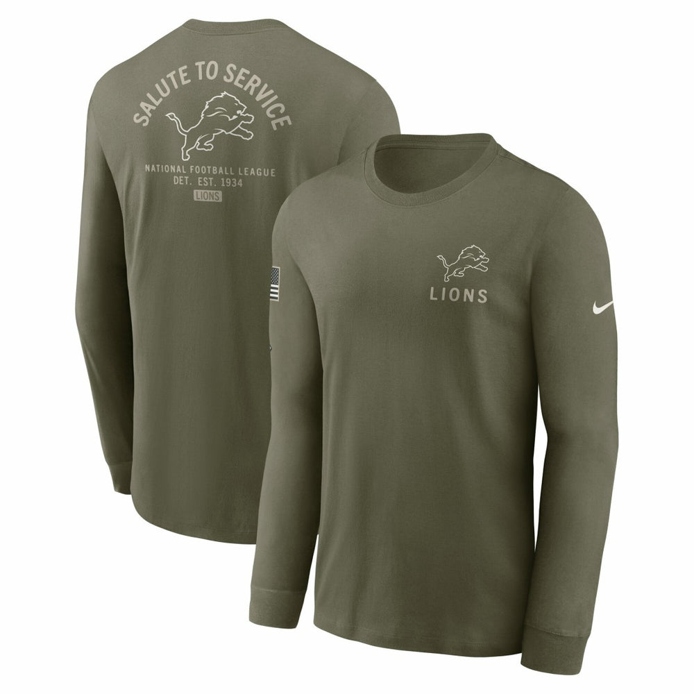 Detroit Lions 2025 Salute to Service Sideline Long Sleeve T-Shirt Olive - Nike
