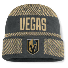 Vegas Golden Knights Fanatics Fundamentals Shelter Cuffed Knit Hat Charcoal/Gold