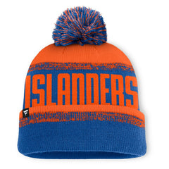 New York Islanders - Fanatics Fundamentals Thrive Cuffed Knit Hat with Pom Royal/Orange