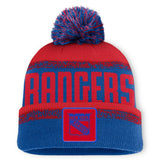 New York Rangers Fanatics Fundamentals Thrive Cuffed Knit Hat with Pom Blue/Red
