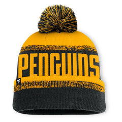 Pittsburgh Penguins Fanatics Fundamentals Thrive Cuffed Knit Hat with Pom Black/Gold
