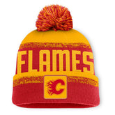 Calgary Flames - Fanatics Fundamentals Thrive Cuffed Knit Hat with Pom Red/Gold