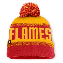 Calgary Flames - Fanatics Fundamentals Thrive Cuffed Knit Hat with Pom Red/Gold