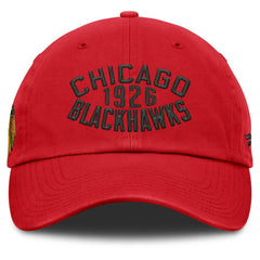 Chicago Blackhawks Fanatics Fundamentals Archer Adjustable Hat Red