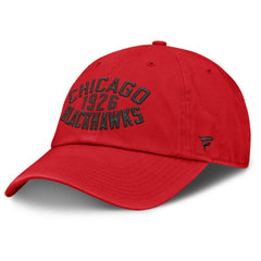 Chicago Blackhawks Fanatics Fundamentals Archer Adjustable Hat Red