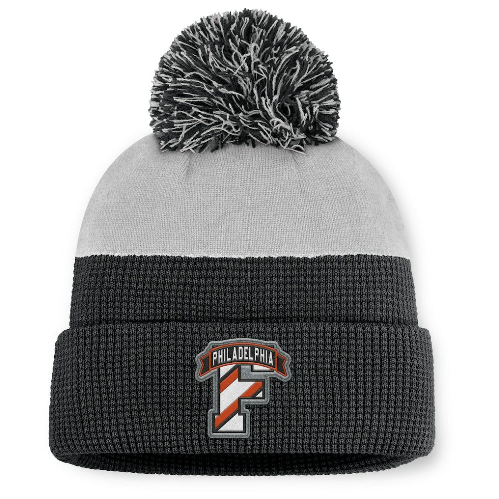 Philadelphia Flyers - Fanatics Authentic Pro Home Ice Cuffed Knit Hat with Pom Black/Gray