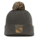 New York Rangers Fanatics Authentic Pro Military Appreciation Cuffed Knit Hat with Pom Charcoal