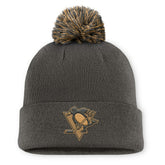 Pittsburgh Penguins Fanatics Authentic Pro Military Appreciation Cuffed Knit Hat with Pom Charcoal