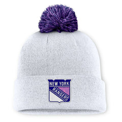New York Rangers Fanatics Authentic Pro Hockey Fights Cancer Cuffed Knit Hat with Pom White