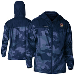 Florida Panthers - Columbia Camo Flash Challenger Omni-Shade Full-Zip Hoodie Windbreaker Navy