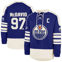 Connor McDavid Edmonton Oilers - '47 Player Name & Number Sweep Check Eternal Lacer Sweatshirt Royal