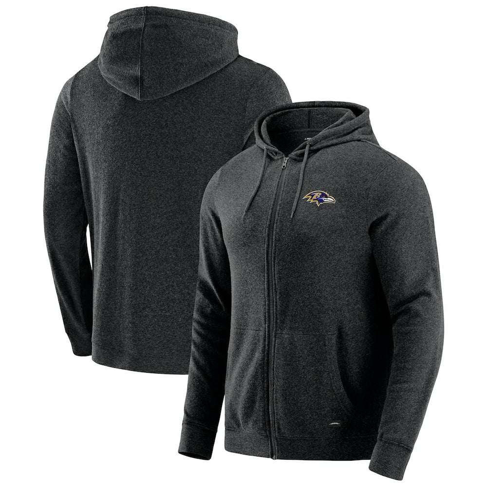 Baltimore Ravens J. Palmer Players Lounge Tri-Blend Full-Zip Hoodie Dark Heather Gray - NFL