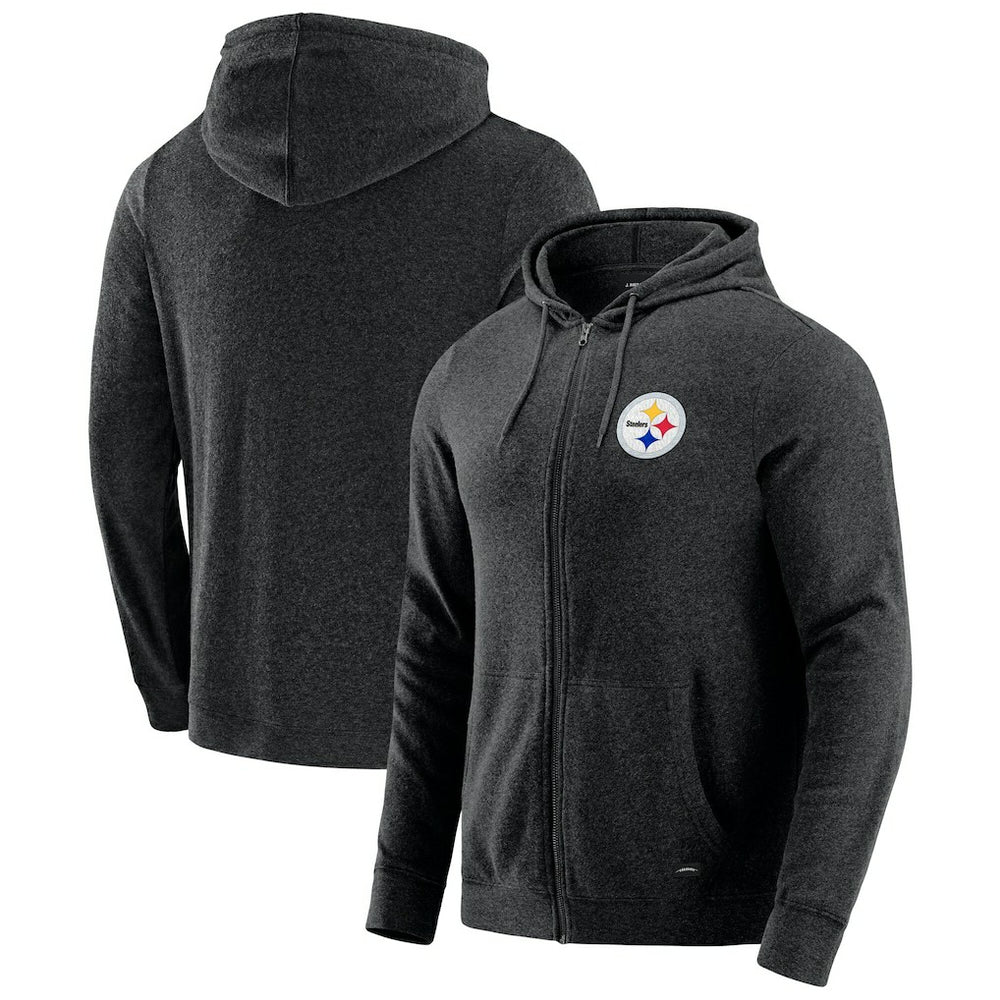Pittsburgh Steelers J. Palmer Players Lounge Tri-Blend Full-Zip Hoodie Dark Heather Gray - NFL
