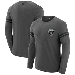 Las Vegas Raiders J. Palmer Players Lounge Raglan Tri-Blend Sweatshirt Dark Heather Gray - NFL