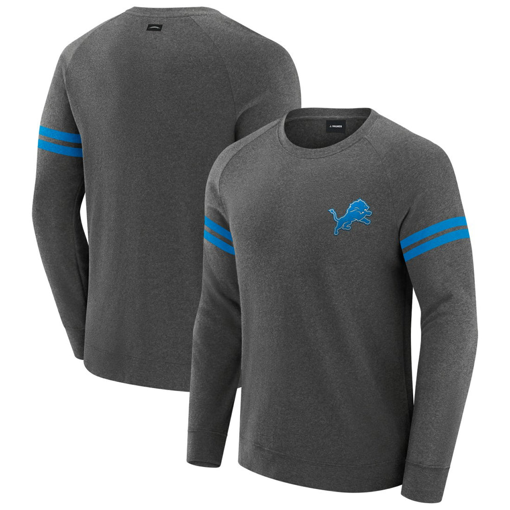 Detroit Lions J. Palmer Players Lounge Raglan Tri-Blend Sweatshirt Dark Heather Gray - NFL