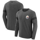 Pittsburgh Steelers J. Palmer Players Lounge Raglan Tri-Blend Sweatshirt Dark Heather Gray - NFL