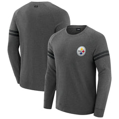 Pittsburgh Steelers J. Palmer Players Lounge Raglan Tri-Blend Sweatshirt Dark Heather Gray - NFL