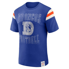 Denver Broncos Darius Rucker Collection Distressed Throwback Shoulder Stripe T-Shirt Royal - Fanatics