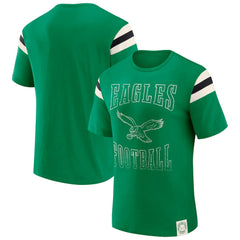Philadelphia Eagles Darius Rucker Collection Distressed Throwback Shoulder Stripe T-Shirt Kelly Green - Fanatics