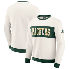 Green Bay Packers Darius Rucker Collection Colorblock Pullover Sweatshirt Cream - Fanatics