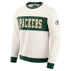 Green Bay Packers Darius Rucker Collection Colorblock Pullover Sweatshirt Cream - Fanatics