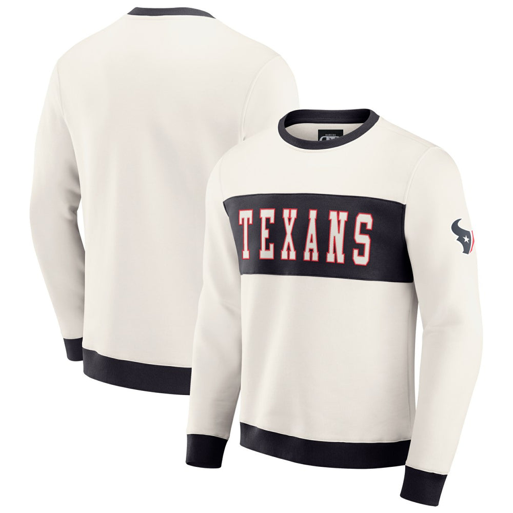 Houston Texans Darius Rucker Collection Colorblock Pullover Sweatshirt Cream - Fanatics