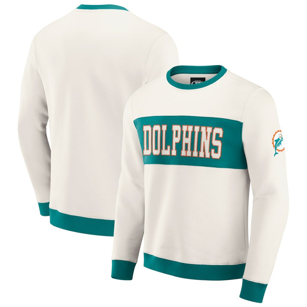 Miami Dolphins Darius Rucker Collection Colorblock Pullover Sweatshirt Cream - Fanatics