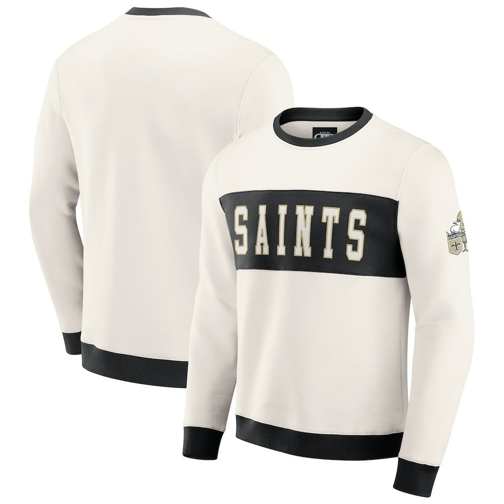 New Orleans Saints Darius Rucker Collection Colorblock Pullover Sweatshirt Cream - Fanatics