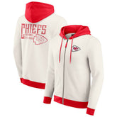 Kansas City Chiefs Darius Rucker Collection Distressed Graphics Full-Zip Hoodie Cream - Fanatics