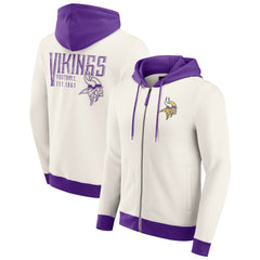 Minnesota Vikings Darius Rucker Collection Distressed Graphics Full-Zip Hoodie Cream - Fanatics