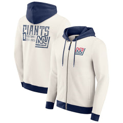 New York Giants Darius Rucker Collection Distressed Graphics Full-Zip Hoodie Cream - Fanatics