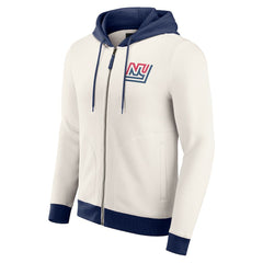 New York Giants Darius Rucker Collection Distressed Graphics Full-Zip Hoodie Cream - Fanatics