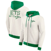 New York Jets Darius Rucker Collection Distressed Graphics Full-Zip Hoodie Cream - Fanatics