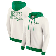 New York Jets Darius Rucker Collection Distressed Graphics Full-Zip Hoodie Cream - Fanatics