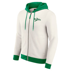 New York Jets Darius Rucker Collection Distressed Graphics Full-Zip Hoodie Cream - Fanatics