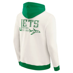 New York Jets Darius Rucker Collection Distressed Graphics Full-Zip Hoodie Cream - Fanatics