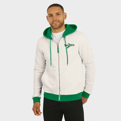 New York Jets Darius Rucker Collection Distressed Graphics Full-Zip Hoodie Cream - Fanatics