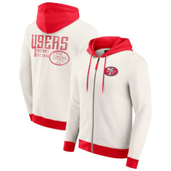 San Francisco 49ers Darius Rucker Collection Distressed Graphics Full-Zip Hoodie Cream - Fanatics