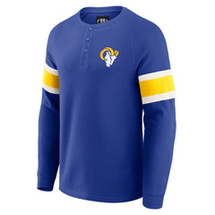 Los Angeles Rams Darius Rucker Collection Waffle-Knit Raglan Long Sleeve Henley T-Shirt Royal - Fanatics