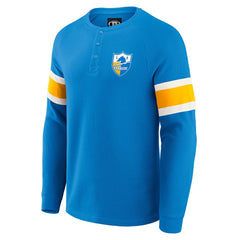 Los Angeles Chargers Darius Rucker Collection Waffle-Knit Raglan Long Sleeve Henley T-Shirt Powder Blue - Fanatics