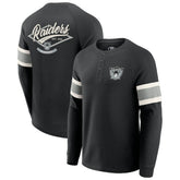 Las Vegas Raiders Darius Rucker Collection Waffle-Knit Raglan Long Sleeve Henley T-Shirt Black - Fanatics
