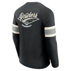 Las Vegas Raiders Darius Rucker Collection Waffle-Knit Raglan Long Sleeve Henley T-Shirt Black - Fanatics