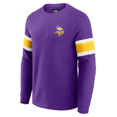 Minnesota Vikings Darius Rucker Collection Waffle-Knit Raglan Long Sleeve Henley T-Shirt Purple - Fanatics