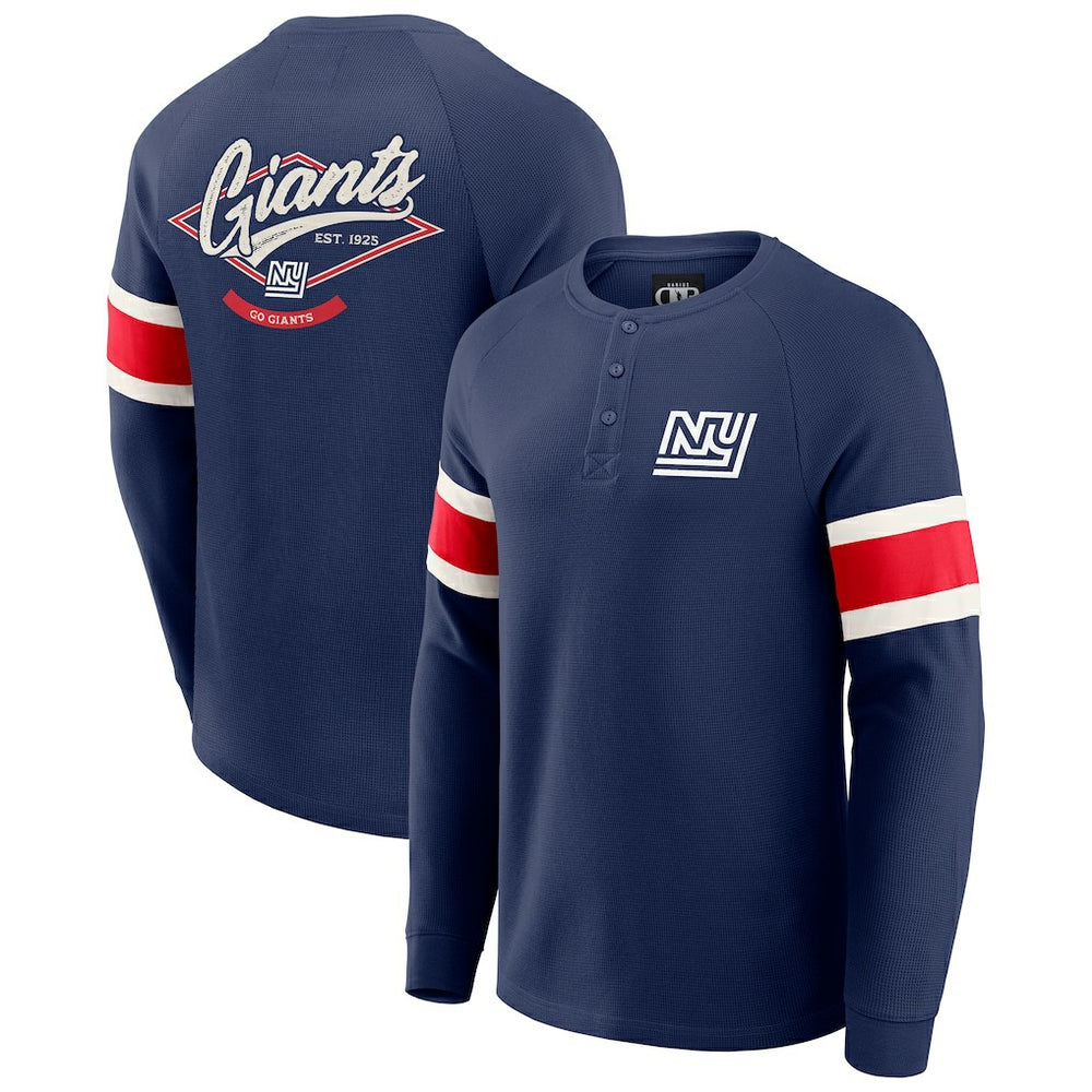 New York Giants Darius Rucker Collection Waffle-Knit Raglan Long Sleeve Henley T-Shirt Navy - Fanatics